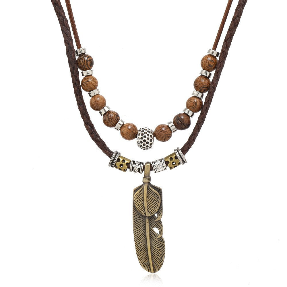 Poetic Vintage Enchanted Pendant - Handcrafted Alloy Necklace for Women(feather)