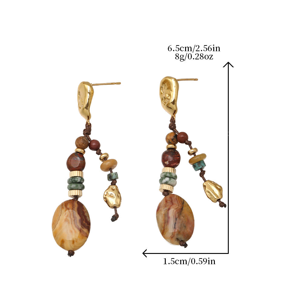 Vintage Ethnic Natural Stone Amber Dangle Earrings Collection
