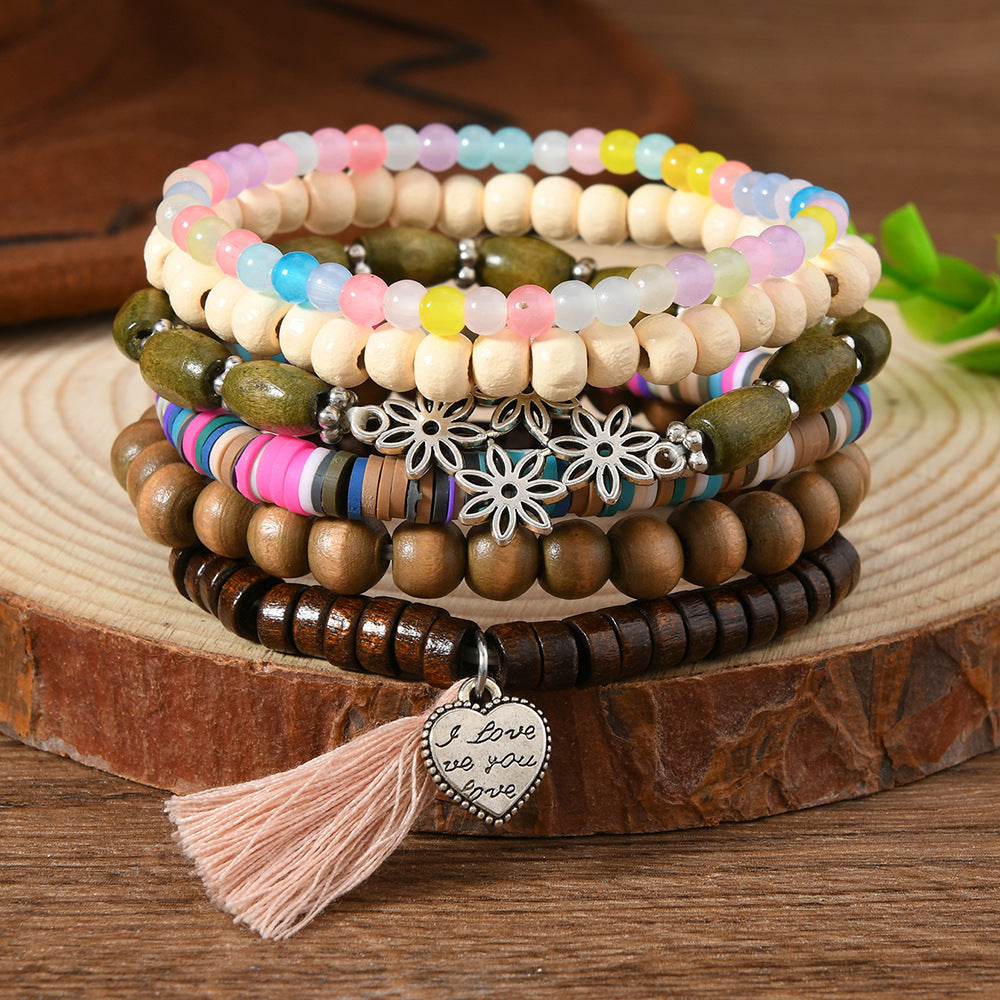 Bohemian-style ladies' beaded bracelets for stacking(6)