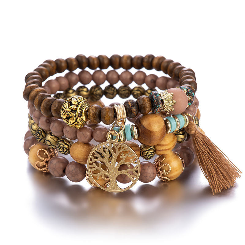 Bohemian-style multi-layer beaded bracelet
