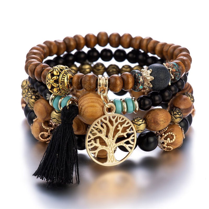Bohemian-style multi-layer beaded bracelet