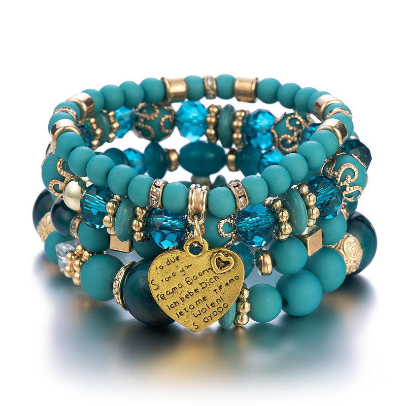 Bohemian-style multi-layer beaded bracelet