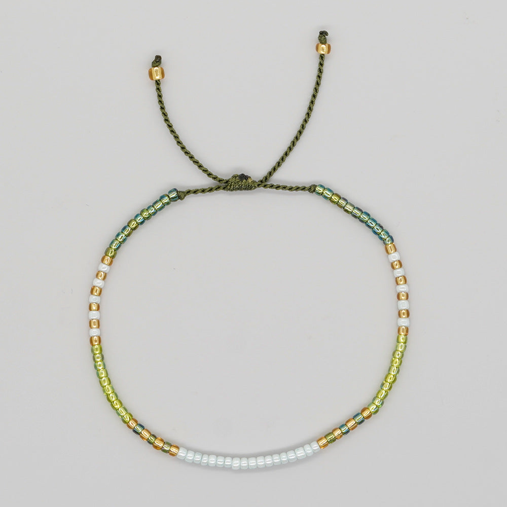 Women's Bracelet with Handmade Beading - Niche Minimalist Bohemian Style, MGB Colorful Rice Beads