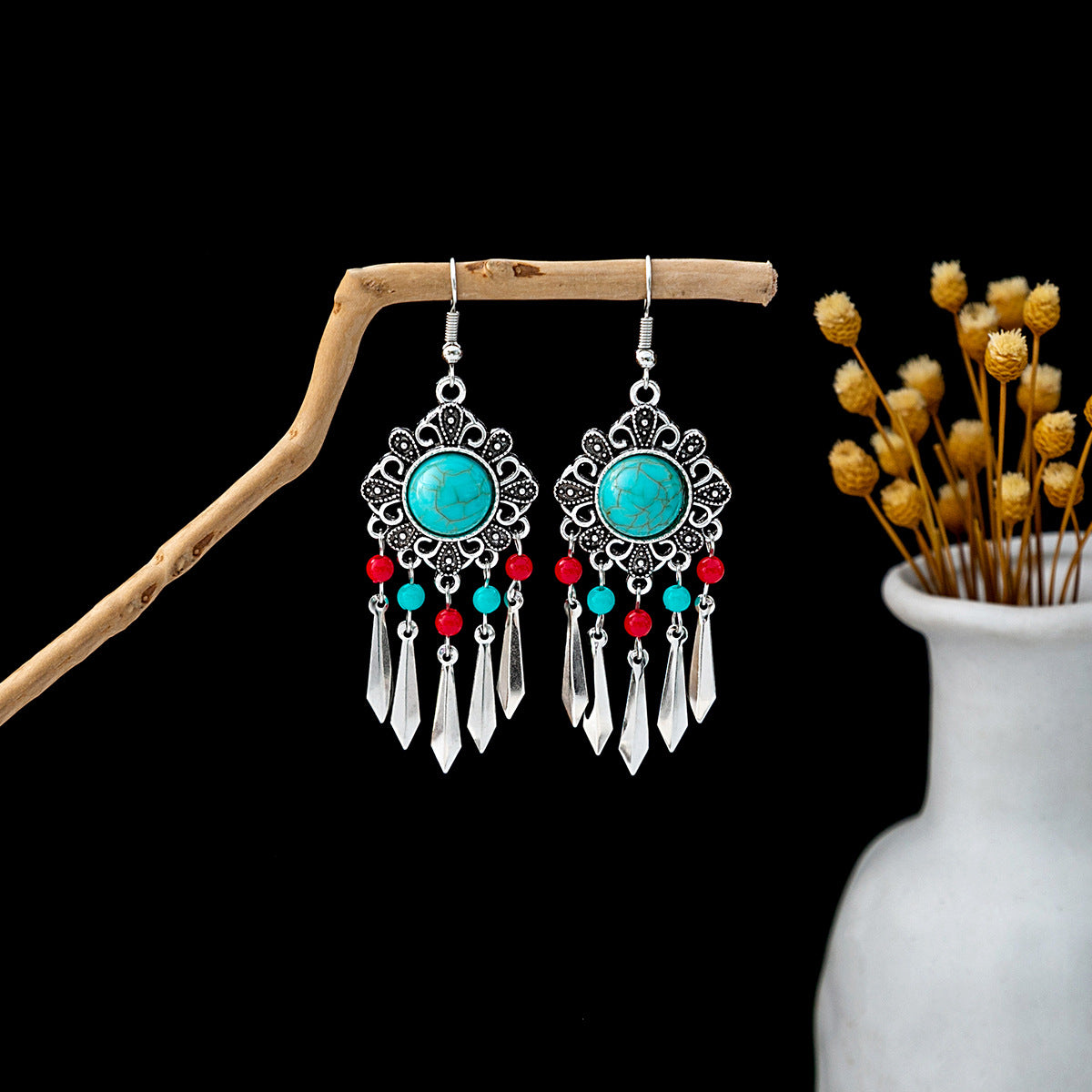 Bohemian Vintage Ethnic Alloy Earrings - Tassel/Beaded/Bell Design