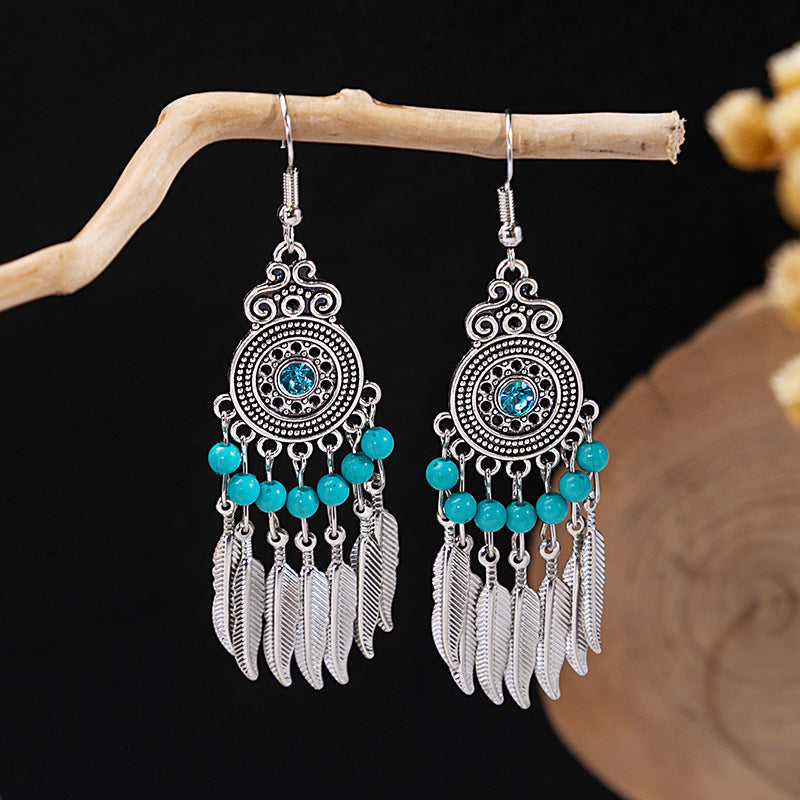 Bohemian Vintage Ethnic Alloy Earrings - Tassel/Beaded/Bell Design