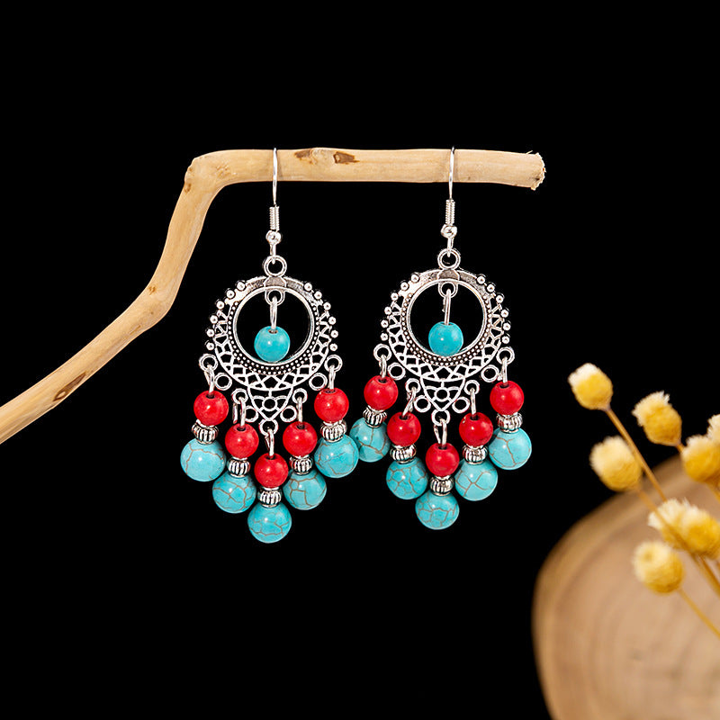 Bohemian Vintage Ethnic Alloy Earrings - Tassel/Beaded/Bell Design
