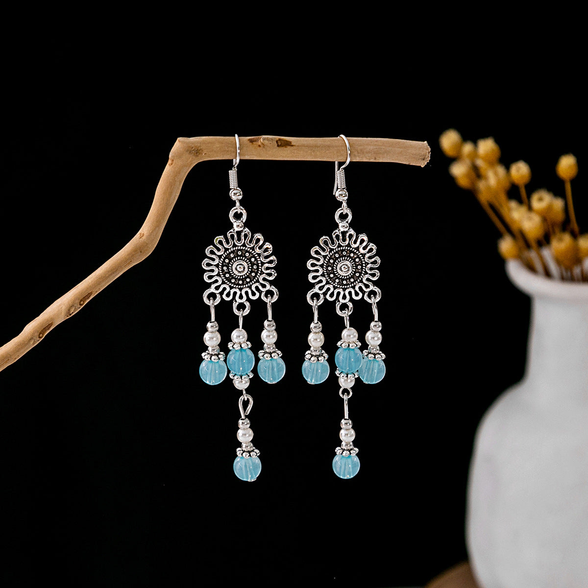 Bohemian Vintage Ethnic Alloy Earrings - Tassel/Beaded/Bell Design
