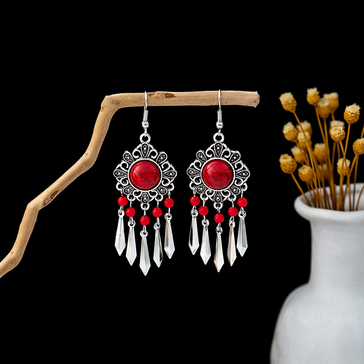 Bohemian Vintage Ethnic Alloy Earrings - Tassel/Beaded/Bell Design