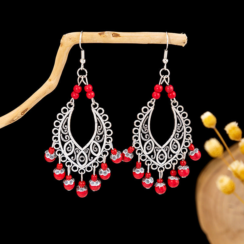 Bohemian Vintage Ethnic Alloy Earrings - Tassel/Beaded/Bell Design