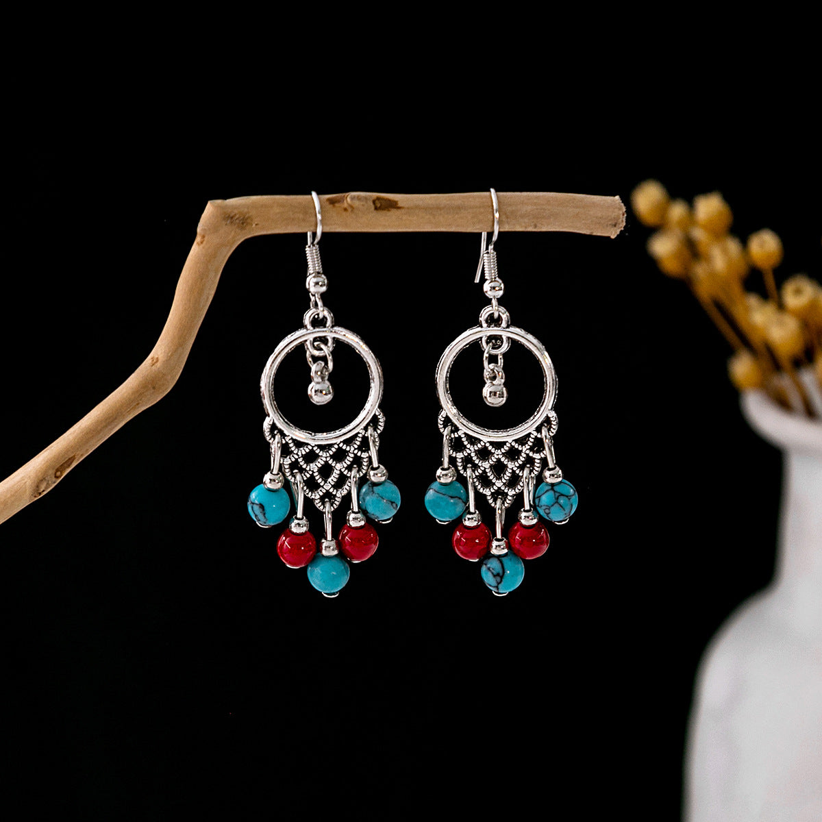 Bohemian Vintage Ethnic Alloy Earrings - Tassel/Beaded/Bell Design