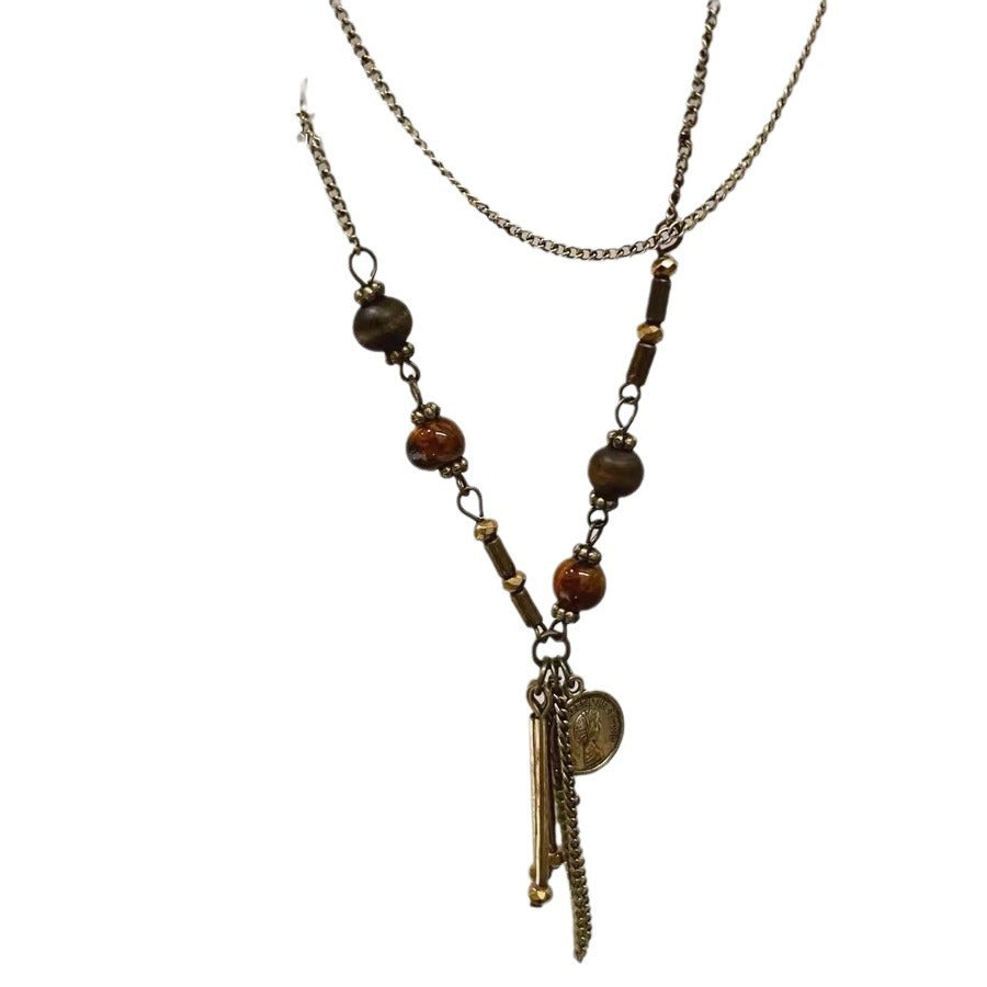Retro Ethnic Style Tassel Beaded Necklace for Women