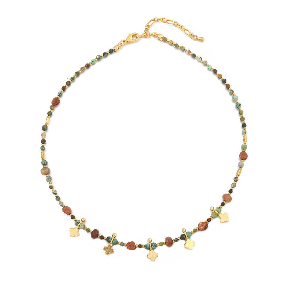 Natural Stone Layered Boho Long Necklace - Luxury Niche Piece