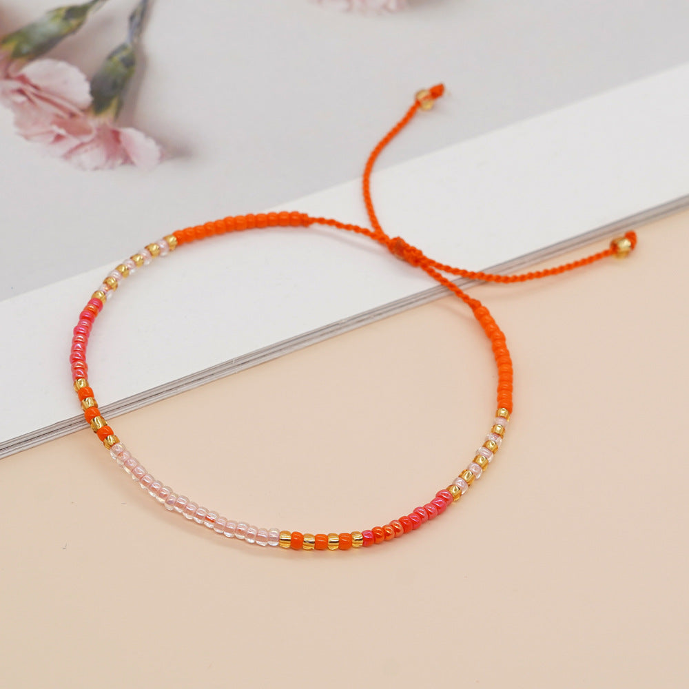Women's Bracelet with Handmade Beading - Niche Minimalist Bohemian Style, MGB Colorful Rice Beads