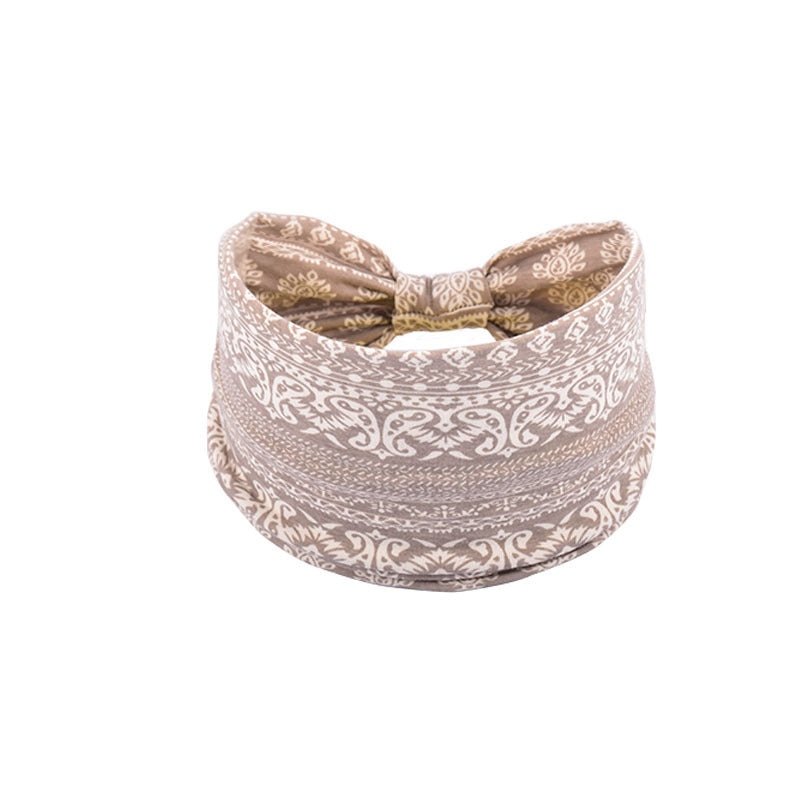 Bohemian Women's Wide Cotton Elastic Headband - Sweat - Wicking Athletic Hair Band, Sweat - Absorbing Cotton Headwrap for Sports