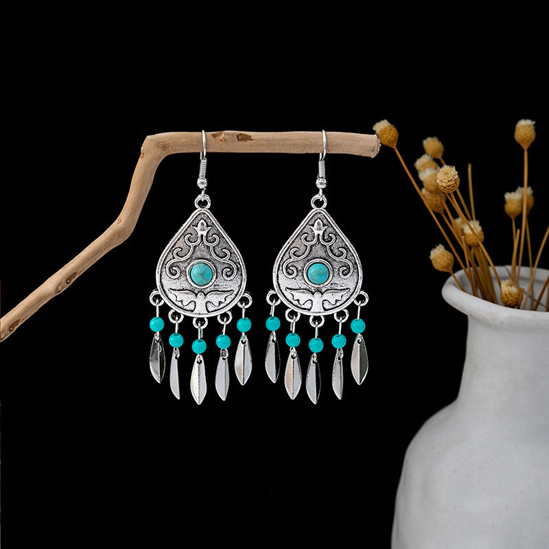 Bohemian Vintage Ethnic Alloy Earrings - Tassel/Beaded/Bell Design