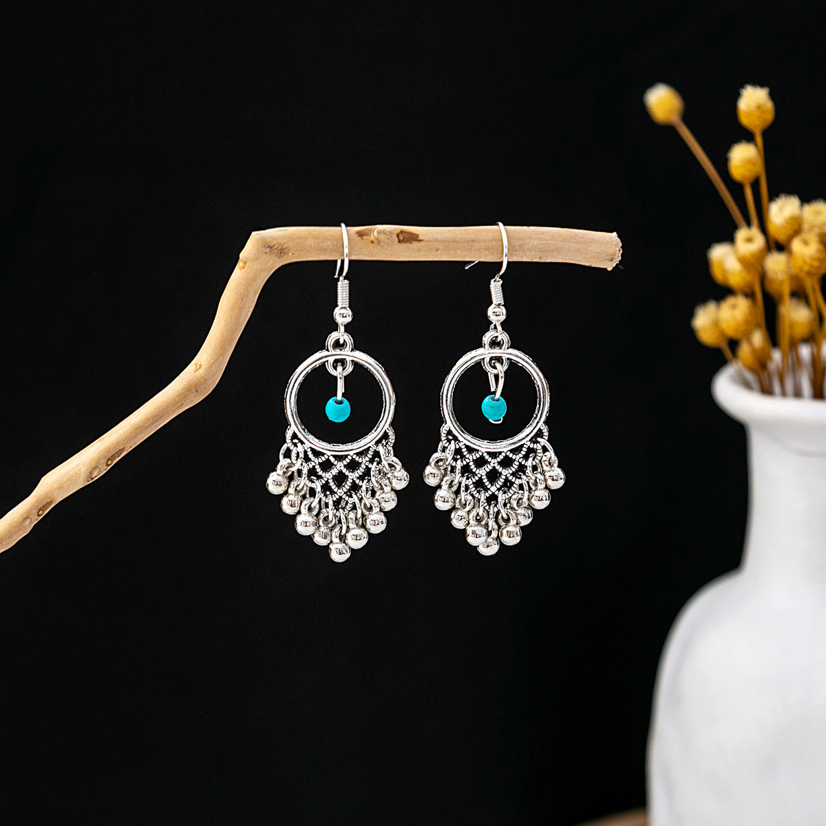 Bohemian Vintage Ethnic Alloy Earrings - Tassel/Beaded/Bell Design