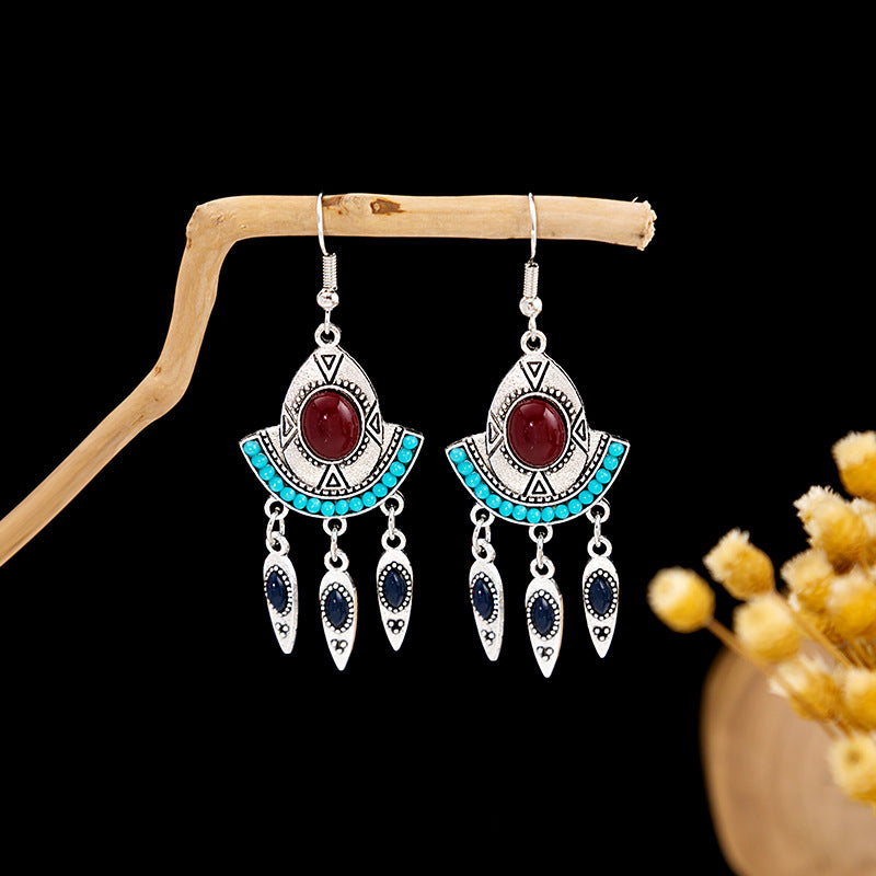 Bohemian Vintage Ethnic Alloy Earrings - Tassel/Beaded/Bell Design