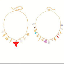 Bohemian layered necklace with ocean style design, lobster clasp necklace