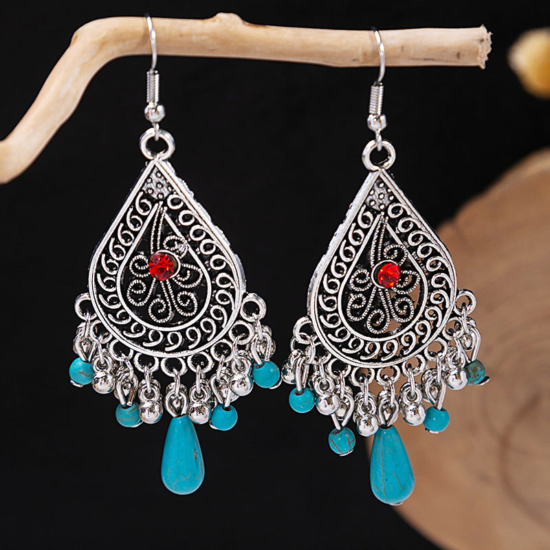 Bohemian Vintage Ethnic Alloy Earrings - Tassel/Beaded/Bell Design