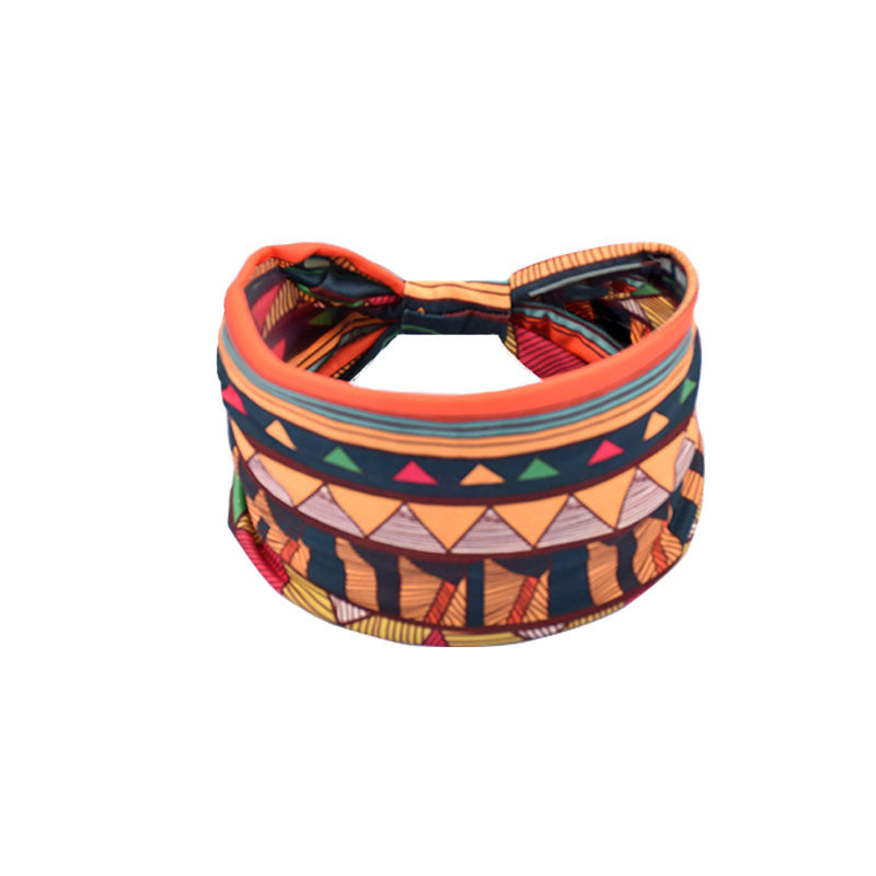 Bohemian Women's Wide Cotton Elastic Headband - Sweat - Wicking Athletic Hair Band, Sweat - Absorbing Cotton Headwrap for Sports