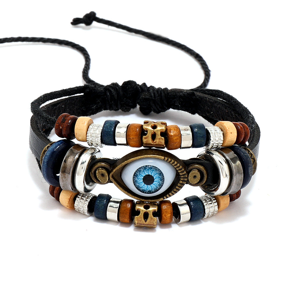 Ethnic-style multi-layer leather bracelet (with eyes)