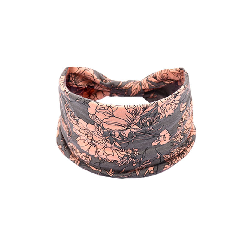 Bohemian Women's Wide Cotton Elastic Headband - Sweat - Wicking Athletic Hair Band, Sweat - Absorbing Cotton Headwrap for Sports