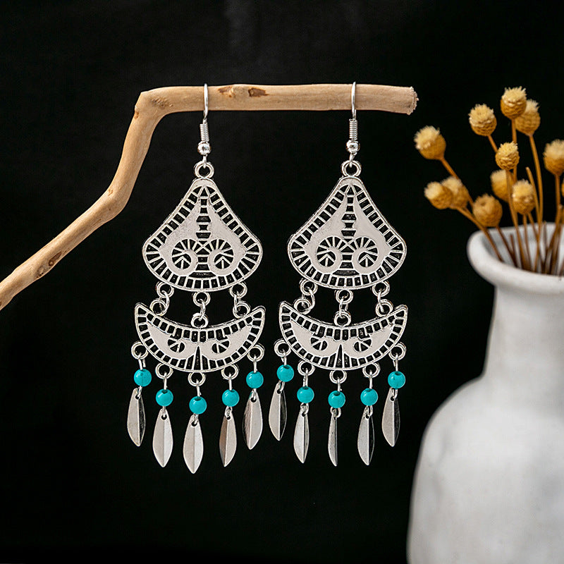 Bohemian Vintage Ethnic Alloy Earrings - Tassel/Beaded/Bell Design