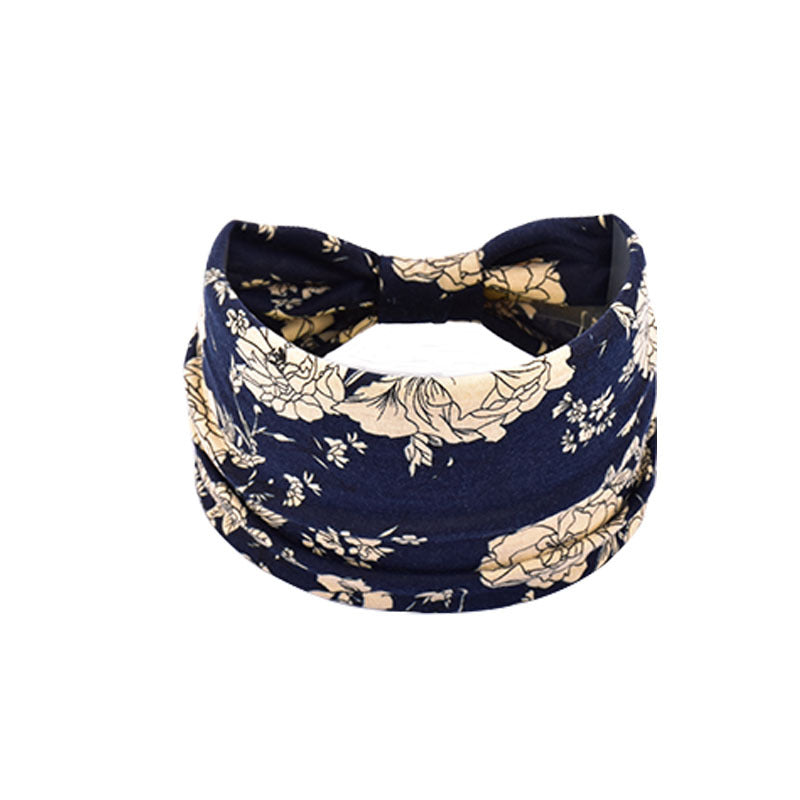 Bohemian Women's Wide Cotton Elastic Headband - Sweat - Wicking Athletic Hair Band, Sweat - Absorbing Cotton Headwrap for Sports