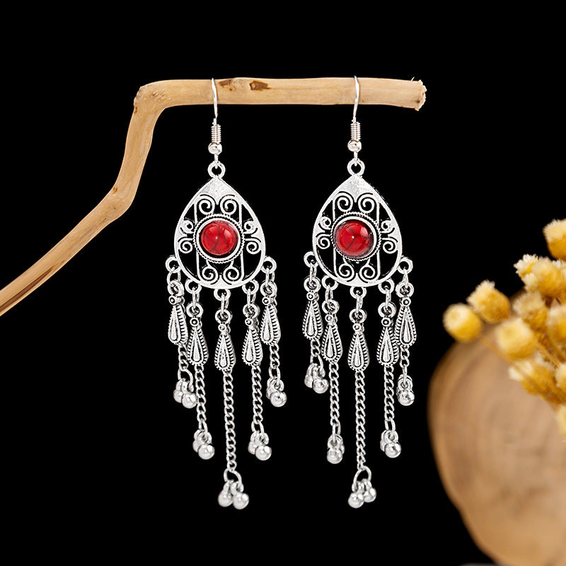 Bohemian Vintage Ethnic Alloy Earrings - Tassel/Beaded/Bell Design