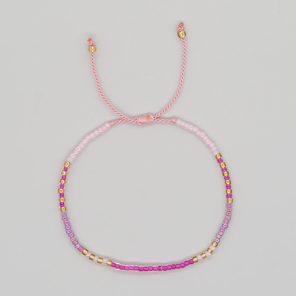 Women's Bracelet with Handmade Beading - Niche Minimalist Bohemian Style, MGB Colorful Rice Beads
