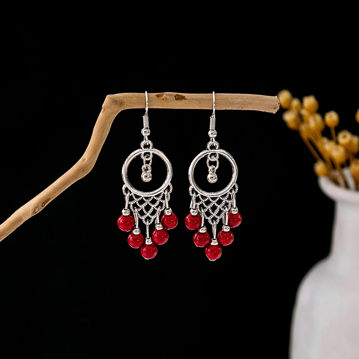 Bohemian Vintage Ethnic Alloy Earrings - Tassel/Beaded/Bell Design