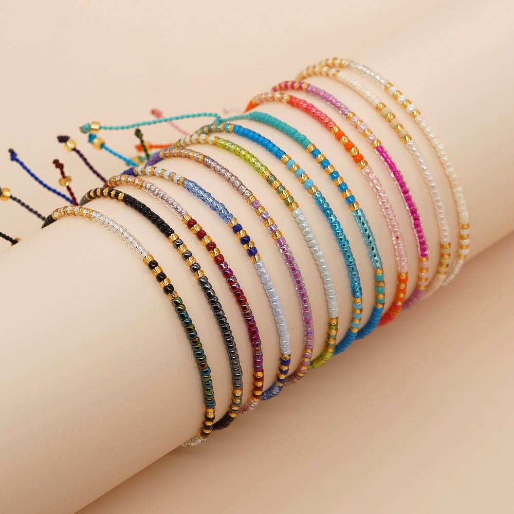 Women's Bracelet with Handmade Beading - Niche Minimalist Bohemian Style, MGB Colorful Rice Beads