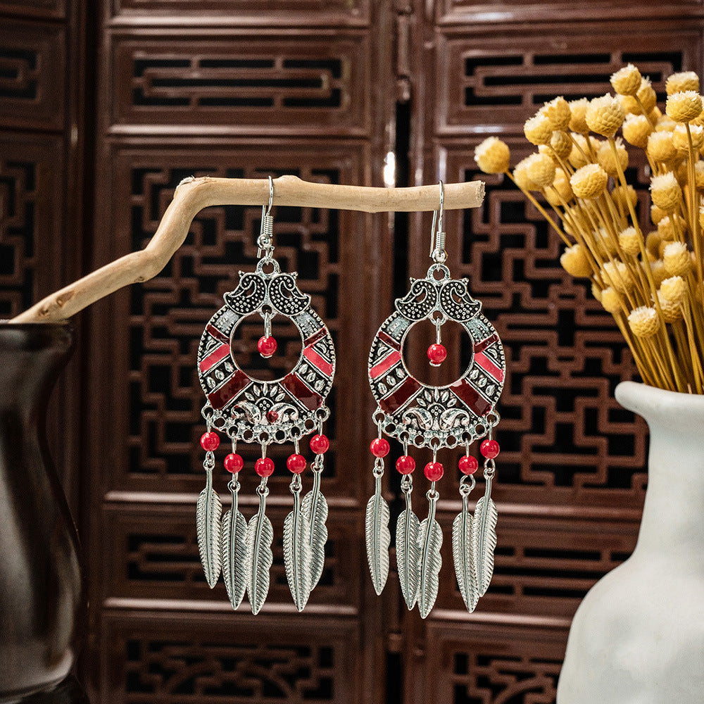 Bohemian Vintage Ethnic Alloy Earrings - Tassel/Beaded/Bell Design