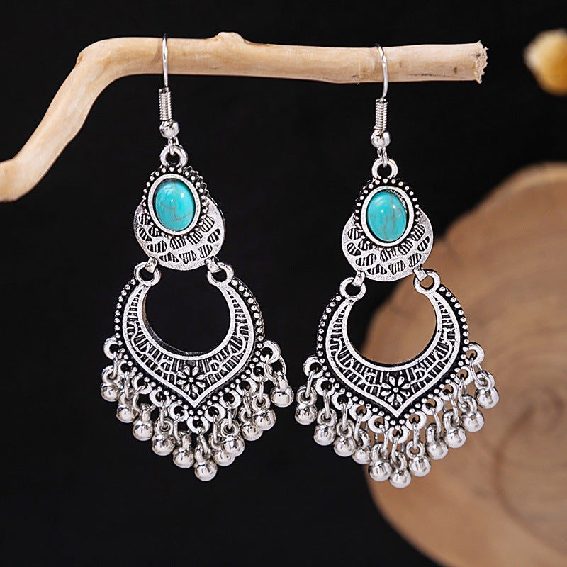 Bohemian Vintage Ethnic Alloy Earrings - Tassel/Beaded/Bell Design