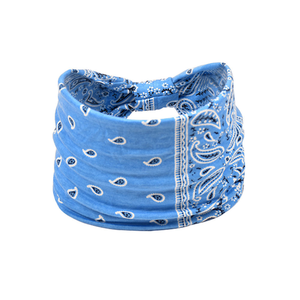 Bohemian Women's Wide Cotton Elastic Headband - Sweat - Wicking Athletic Hair Band, Sweat - Absorbing Cotton Headwrap for Sports