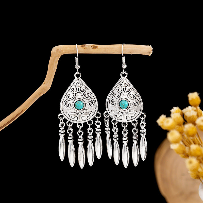 Bohemian Vintage Ethnic Alloy Earrings - Tassel/Beaded/Bell Design