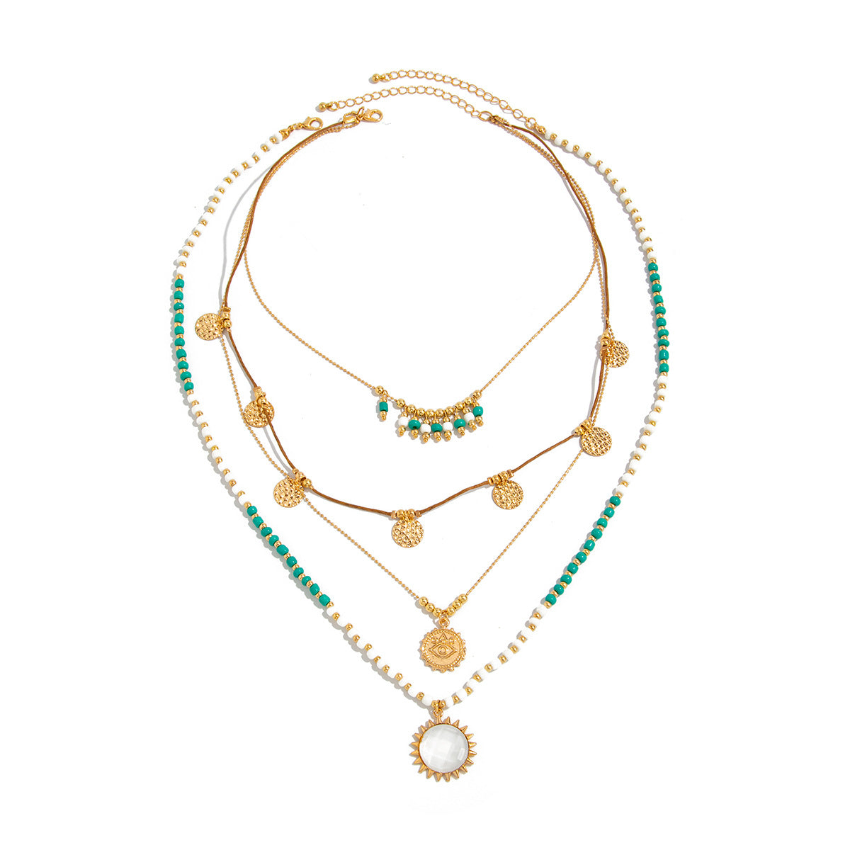 Bohemian Rice Bead String Clavicle Necklace - INS Metal Matte Round Pendant Jewelry