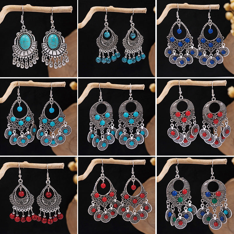 Bohemian Vintage Ethnic Alloy Earrings - Tassel/Beaded/Bell Design