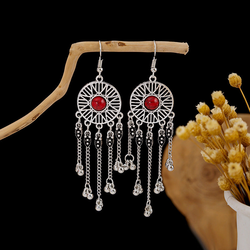 Bohemian Vintage Ethnic Alloy Earrings - Tassel/Beaded/Bell Design