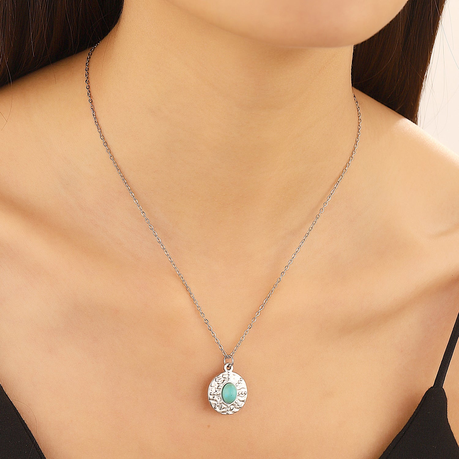 Bohemian Turquoise Crackle Stone Necklaces with Pendants for Women