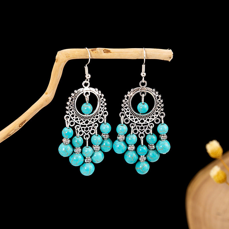 Bohemian Vintage Ethnic Alloy Earrings - Tassel/Beaded/Bell Design