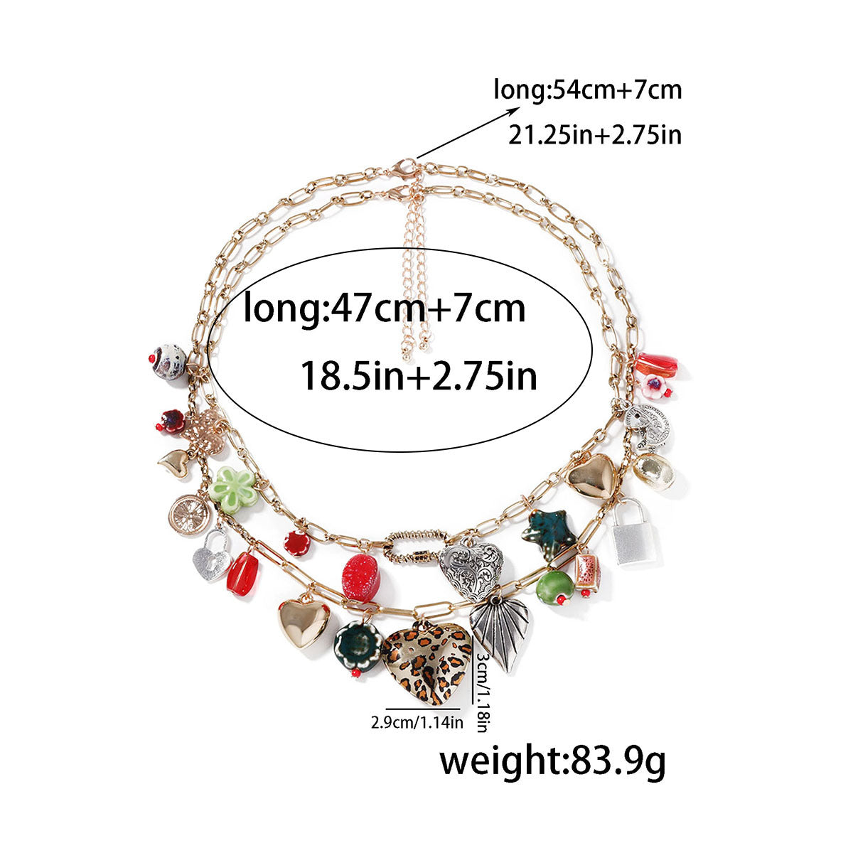 Cross-border Bohemian Trend Retro Vacation Style Double-layered Alloy Pendant Necklace, Versatile and Casual