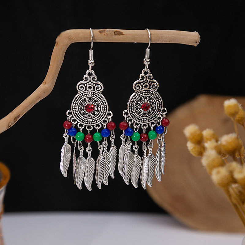 Bohemian Vintage Ethnic Alloy Earrings - Tassel/Beaded/Bell Design