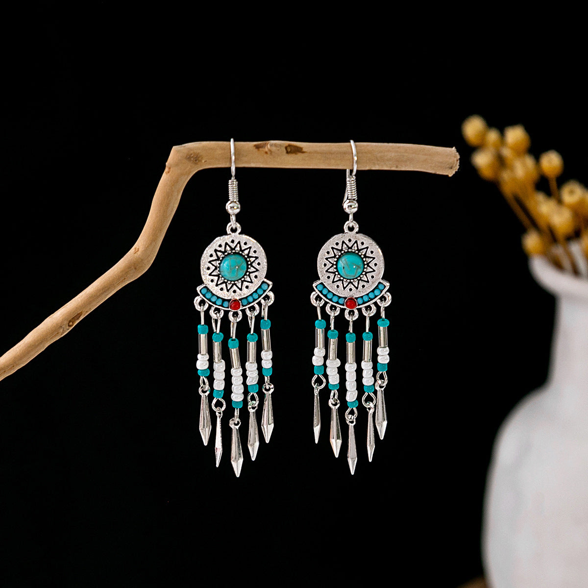 Bohemian Vintage Ethnic Alloy Earrings - Tassel/Beaded/Bell Design