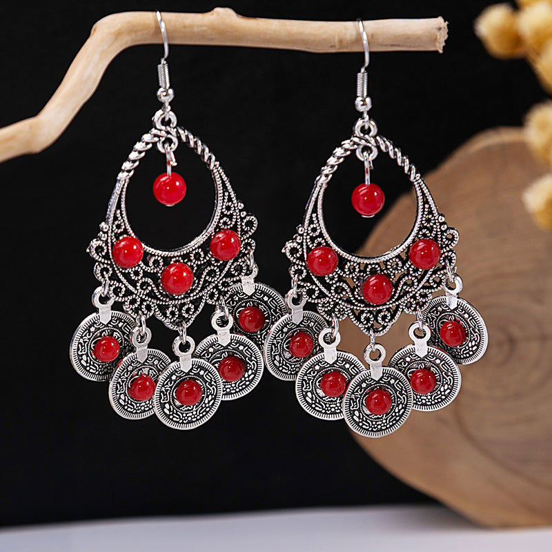 Bohemian Vintage Ethnic Alloy Earrings - Tassel/Beaded/Bell Design