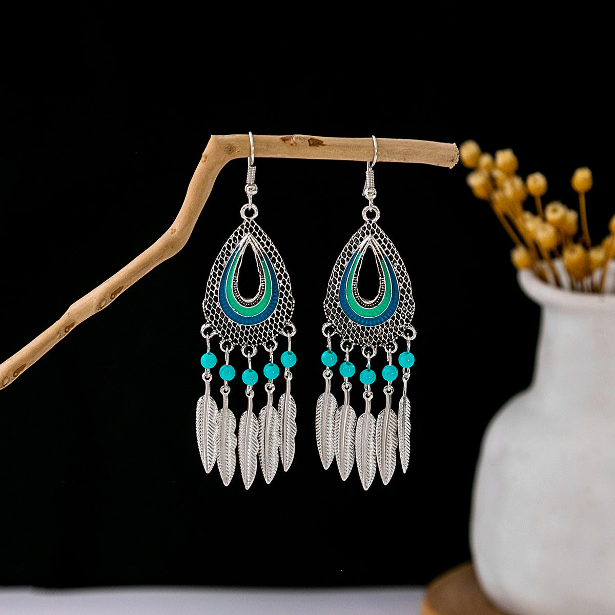 Bohemian Vintage Ethnic Alloy Earrings - Tassel/Beaded/Bell Design