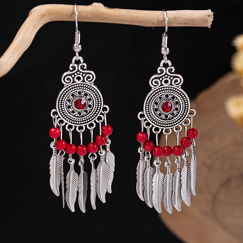 Bohemian Vintage Ethnic Alloy Earrings - Tassel/Beaded/Bell Design
