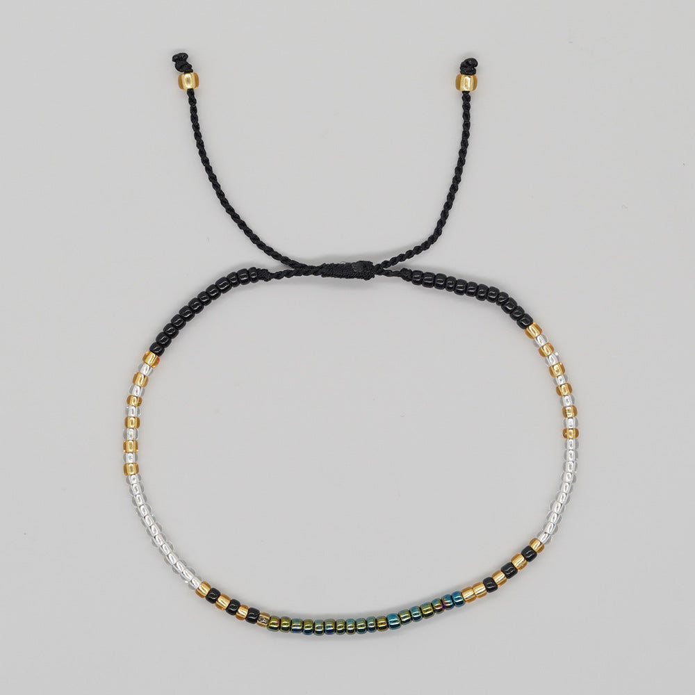 Women's Bracelet with Handmade Beading - Niche Minimalist Bohemian Style, MGB Colorful Rice Beads