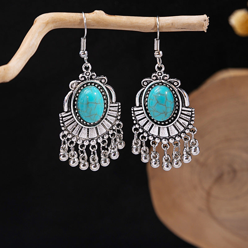 Bohemian Vintage Ethnic Alloy Earrings - Tassel/Beaded/Bell Design