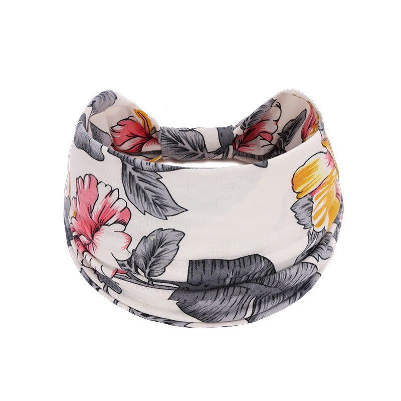 Bohemian Women's Wide Cotton Elastic Headband - Sweat - Wicking Athletic Hair Band, Sweat - Absorbing Cotton Headwrap for Sports